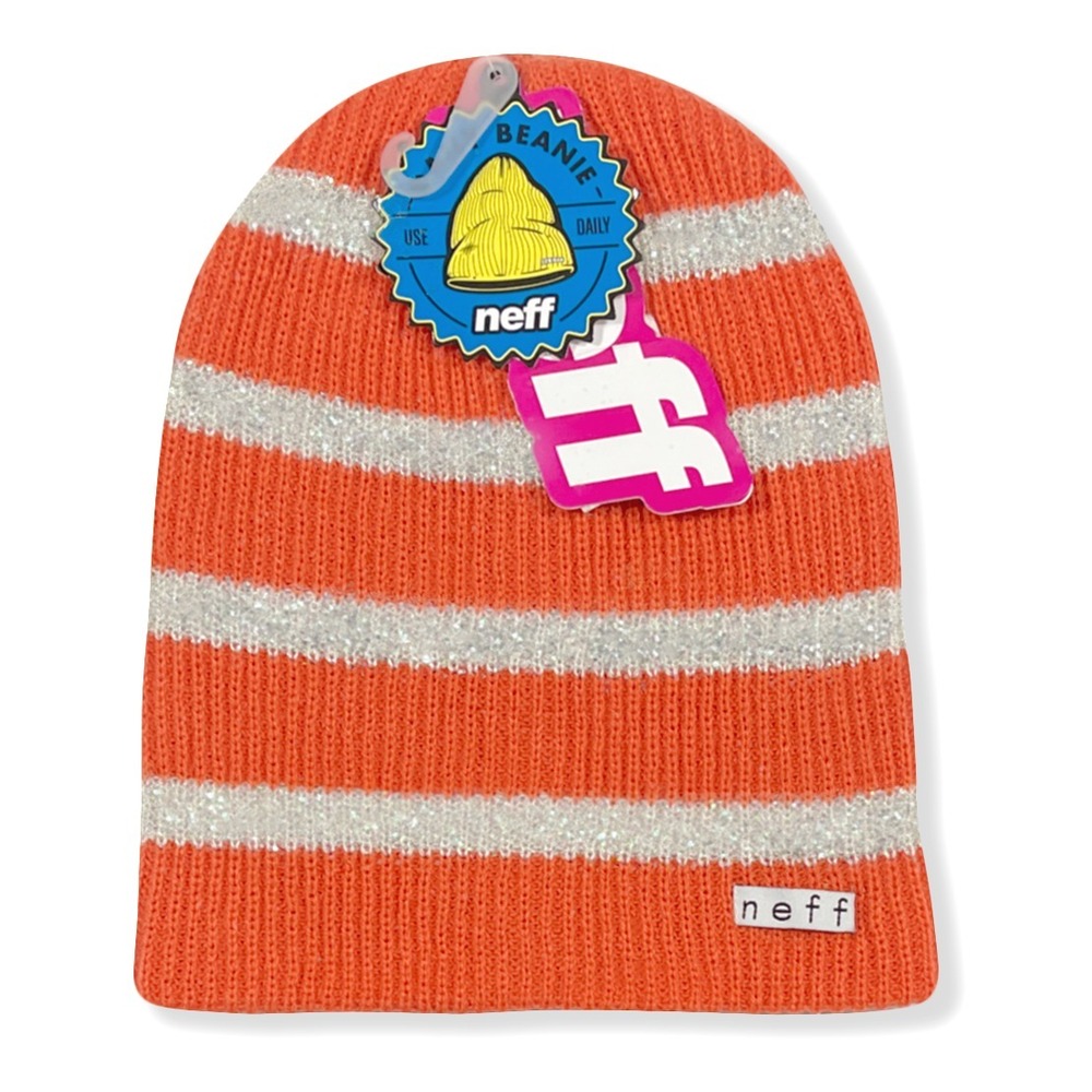 Neff Daily Sparkle Stripe Beanie - NWT Womens One Size Coral - #45237-TOP6
